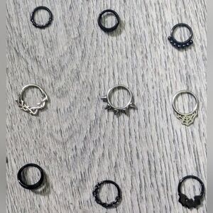 Lot 9 Septum Clicker Rings 8mm 10mm Goth Alt Piercing Jewelry